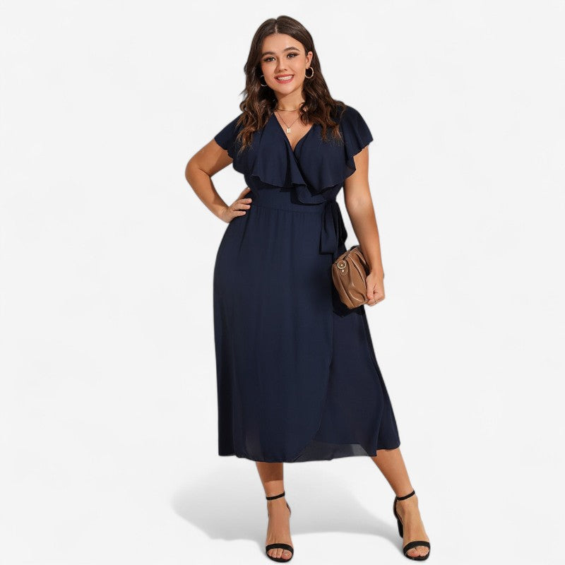 Zoe - Vestito avvolgente con maniche corte e scollo a V