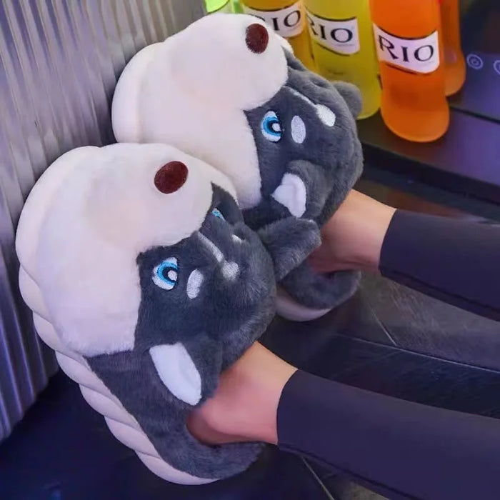 PawSnug – Gezellige huskypantoffels met schattig hondengezichtje en zachte pasvorm