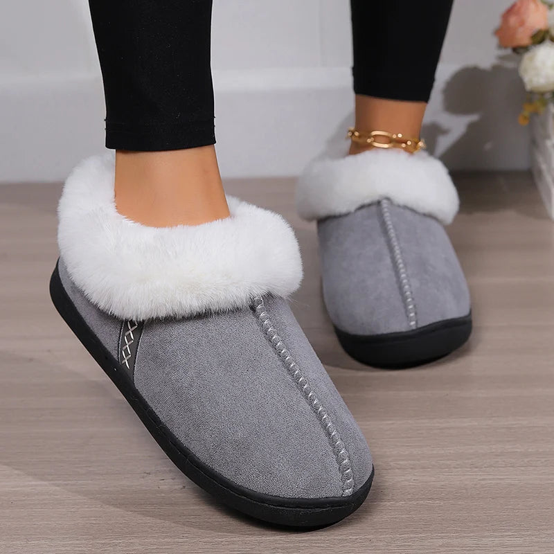 Frieda - Papuci eleganți din imitație de piele întoarsă cu talpă antiderapantă