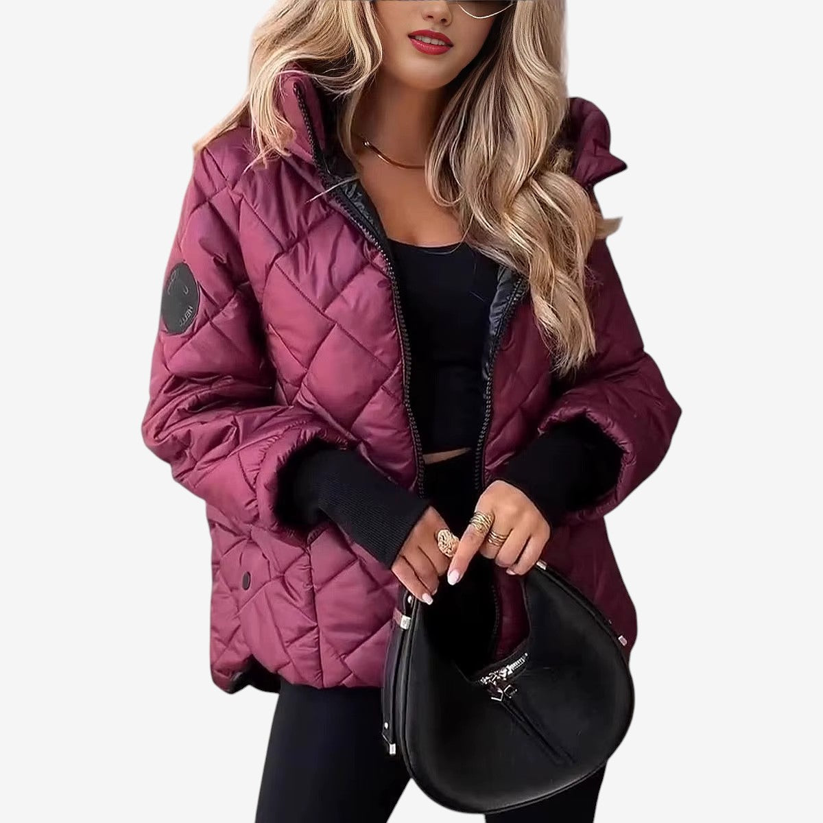 QuiltaWear - Geacă matlasată de damă cu model romboidal