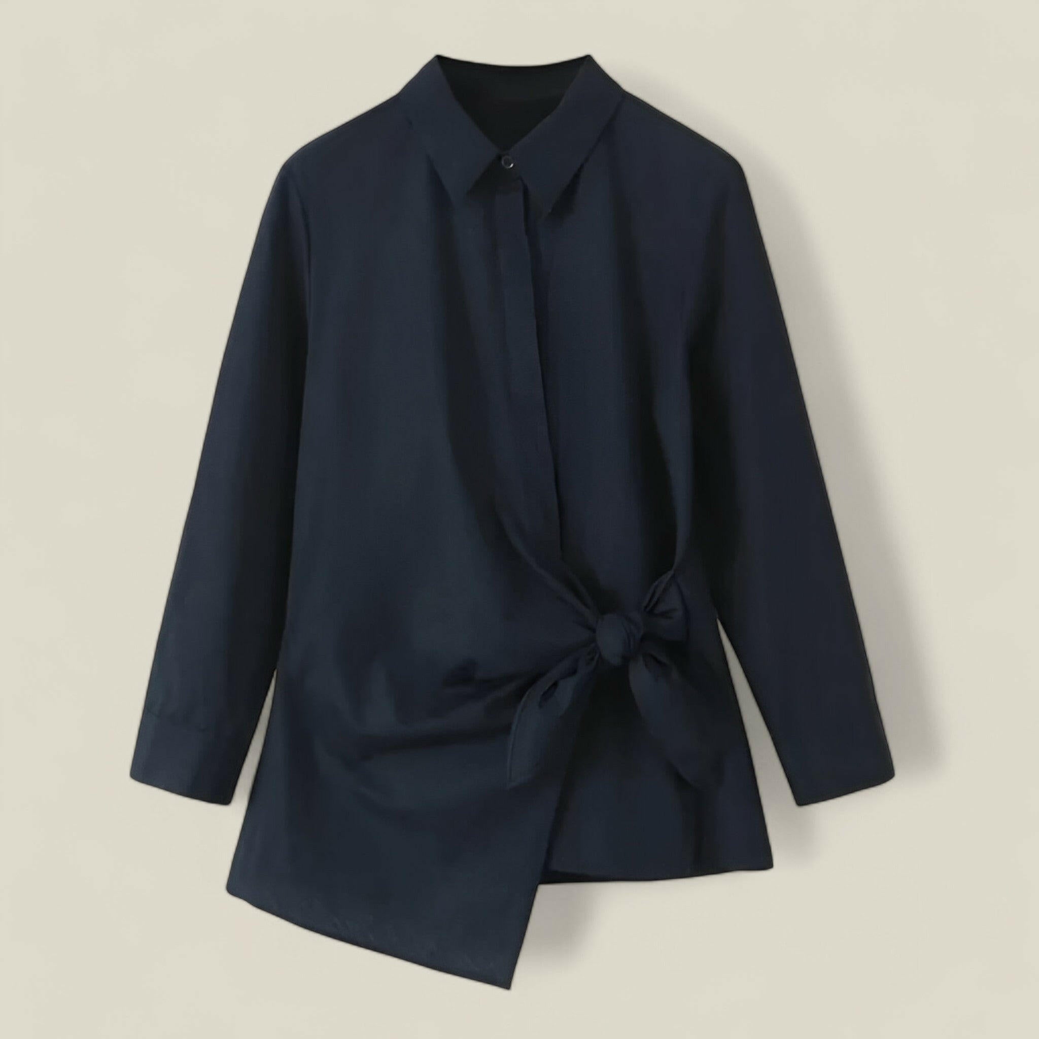 Aria - Trendy Two-Piece Set with Buttonless Shirt and Loose Pants
