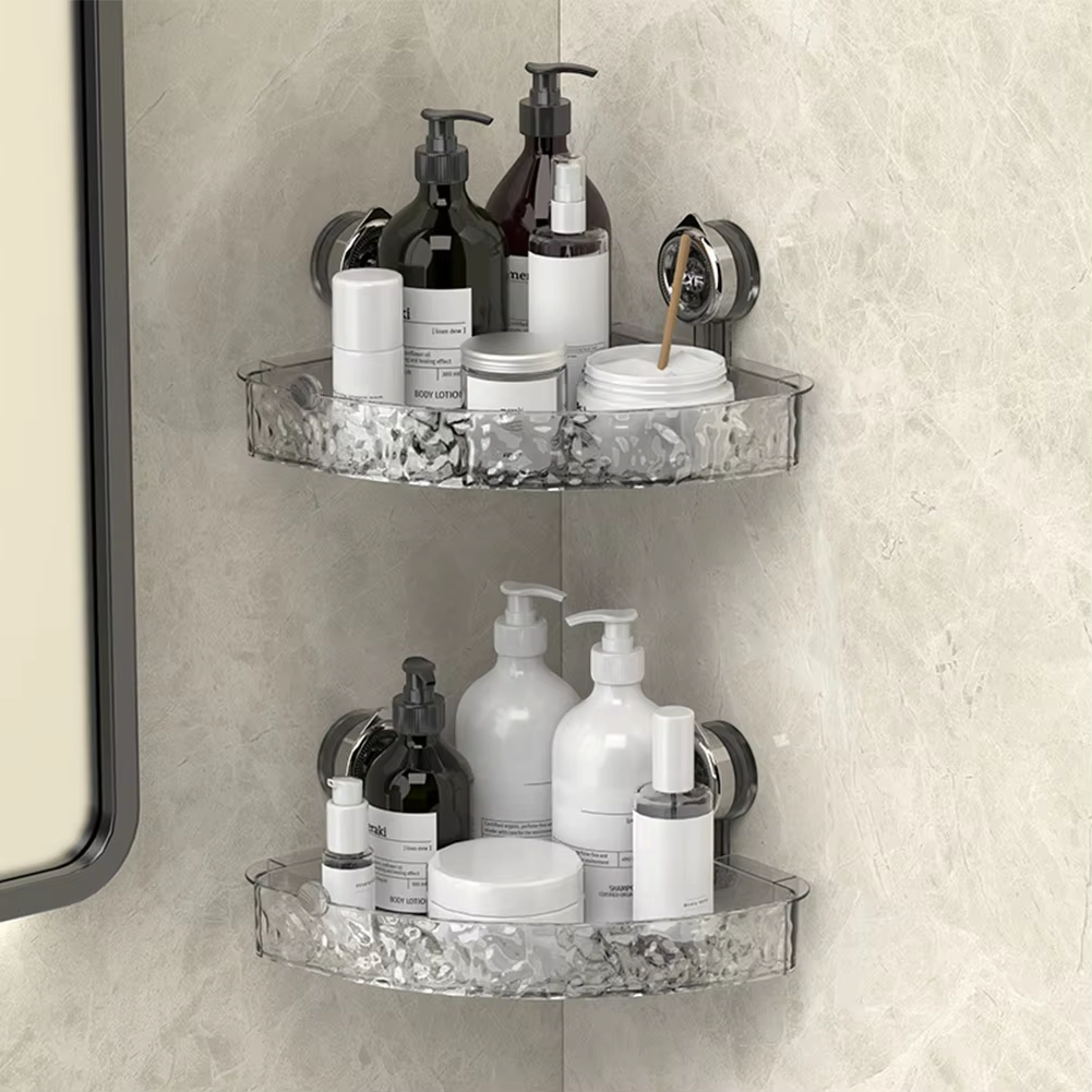 Splashhold - Mensola da bagno a due ripiani con fissaggio a ventosa