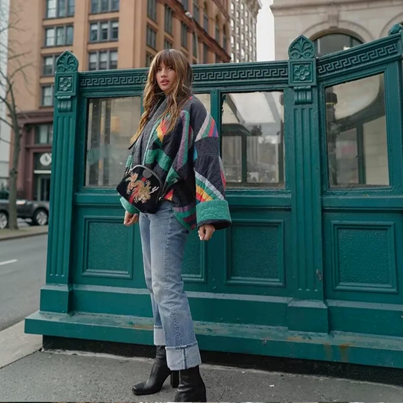 Veste à manches longues pour femme avec motif