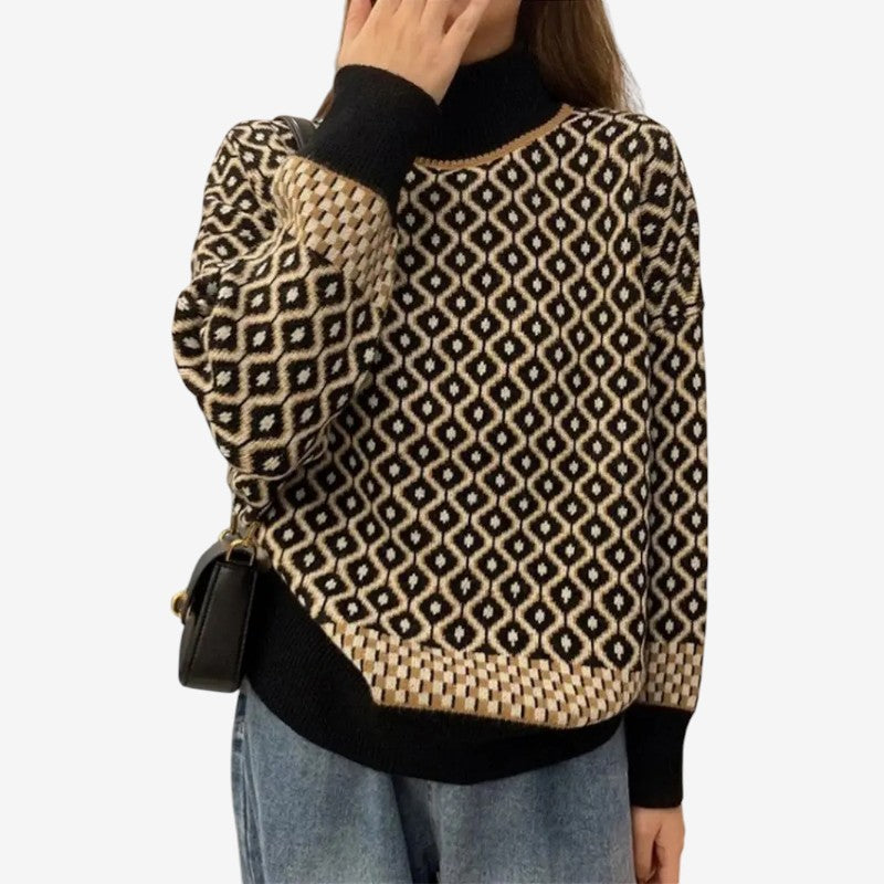 Lina – Maglione a maniche lunghe con collo alto e dettaglio a coste