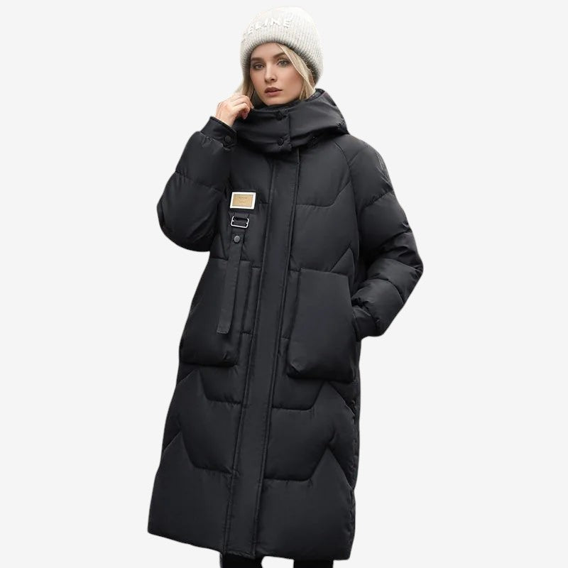 Ashley – Long Sleeve Quilted Jacket with Hood and Zipper Closure