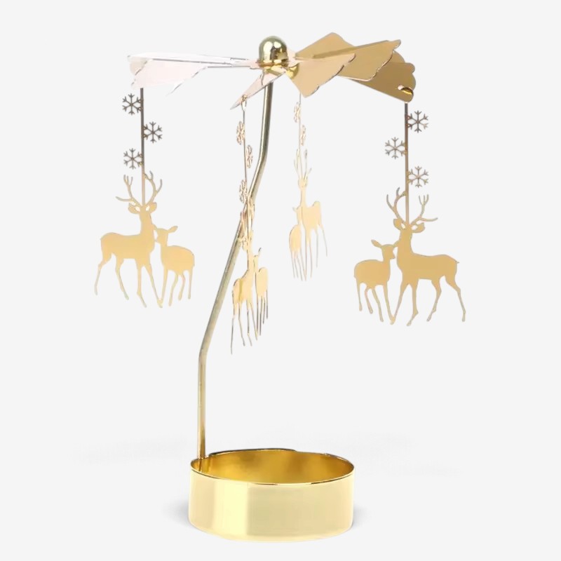 SpinGlow - Carrossel de velas em metal rotativo com ornamentos suspensos