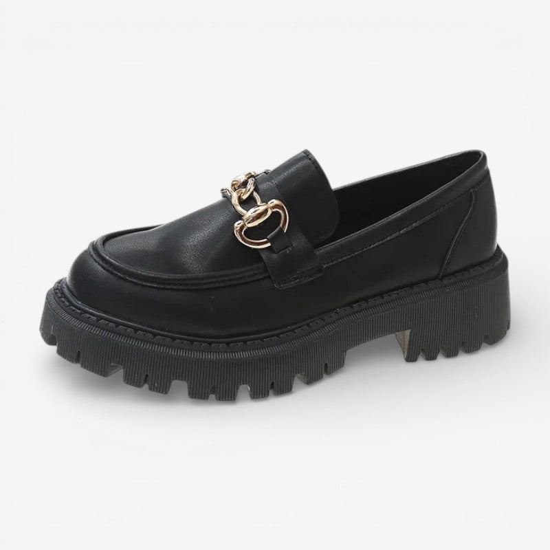Mirela – Scarpe con suola spessa antiscivolo e punta tonda | Facili da indossare e supporto stabile | Design semplice per tutti i giorni | Taglie 35–40 | Nero, Bianco, Marrone