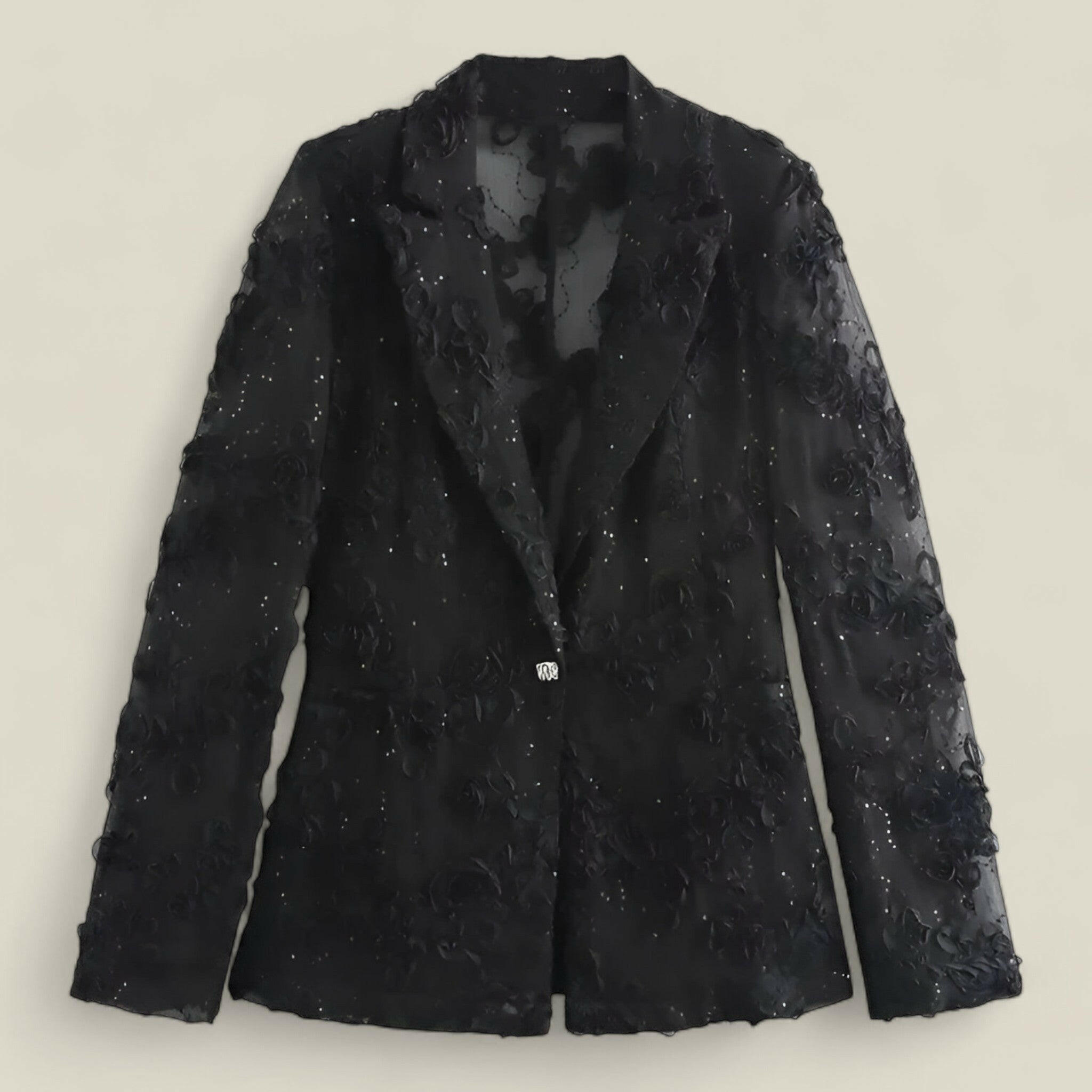Isabelle - Veste élégante à manches longues avec détails en perles et pantalon taille haute
