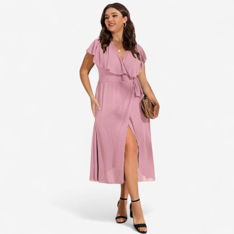 Zoe - Short Sleeve Wrap Dress with V Neck