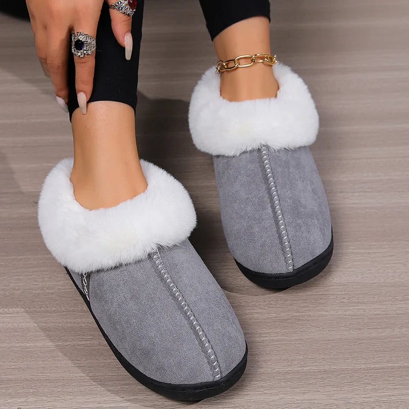 Frieda - Papuci eleganți din imitație de piele întoarsă cu talpă antiderapantă