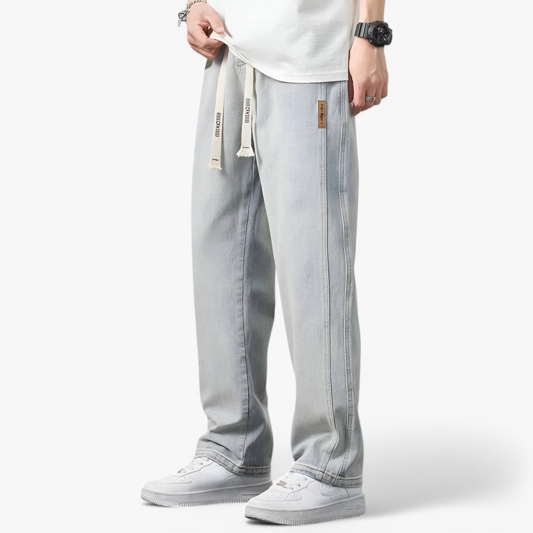 Jake – Pantalon large décontracté avec poches fonctionnelles et ceinture confortable