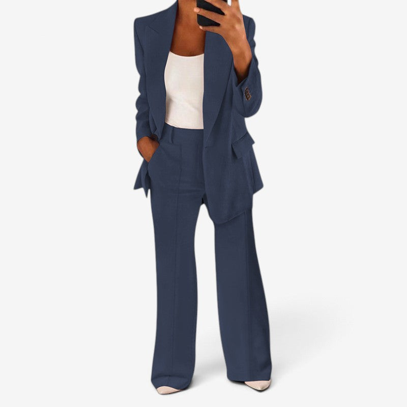 Suitvia - Women's 2-Piece Suit Set with Slim Fit and Matching Trousers