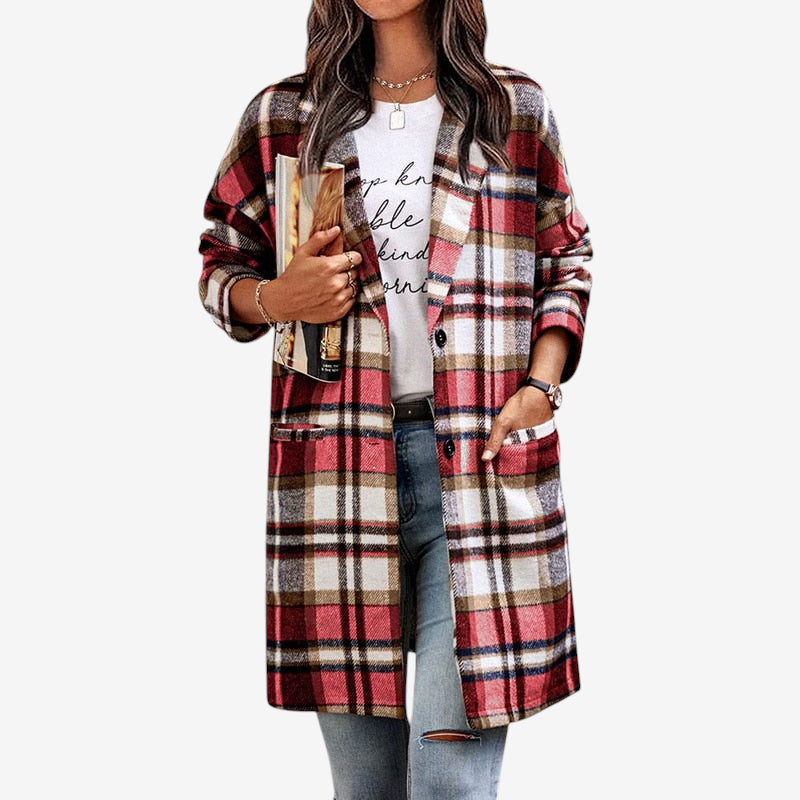 Veste à col plié pour femmes avec boutons