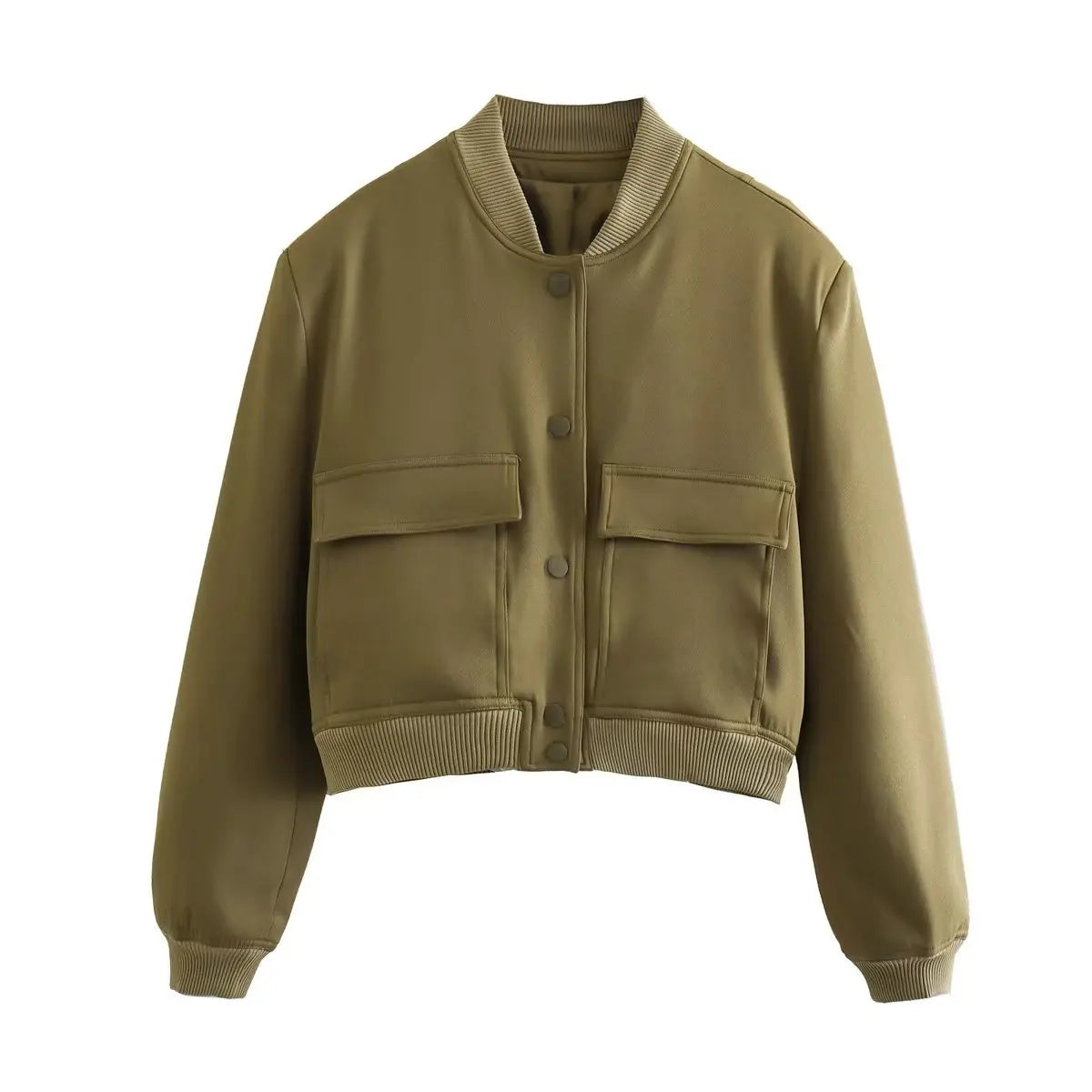 Anna - Trendy bomber bunda s výstrihom do V a praktickými vreckami