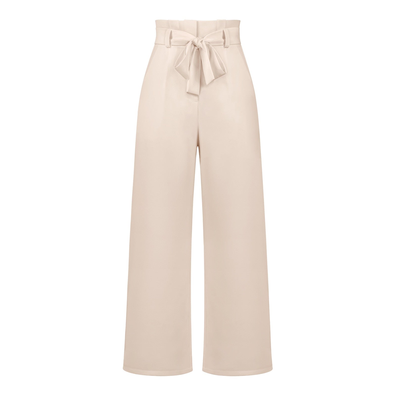 Isabella - Pantaloni classici ampi con vita alta e cintura a fiocco