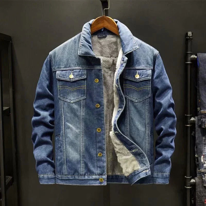 Jade - Geacă clasică de iarnă din denim pentru bărbați, pentru confort și stil