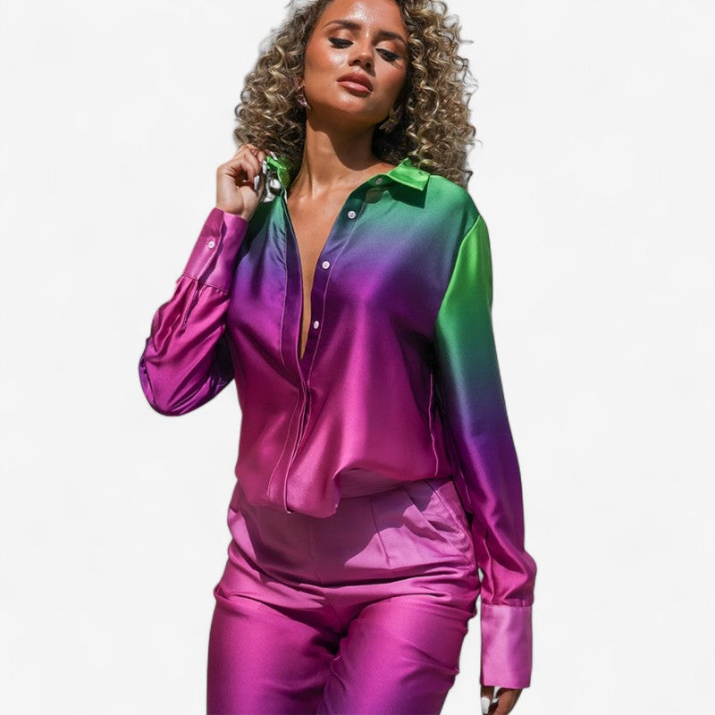 Sophia - Ensemble deux pièces avec blouse à manches longues et pantalon ample