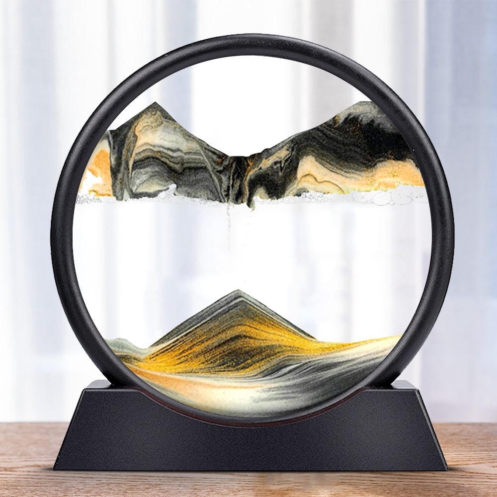 SandVortex - Quadro artistico di sabbia mobile 3D con cornice rotonda in vetro