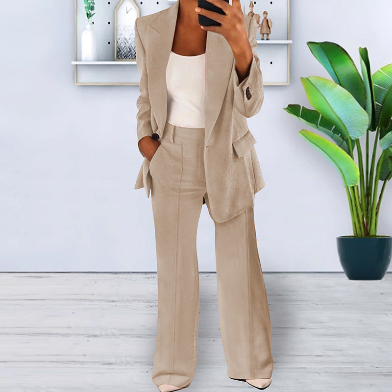 Suitvia - Women's 2-Piece Suit Set with Slim Fit and Matching Trousers