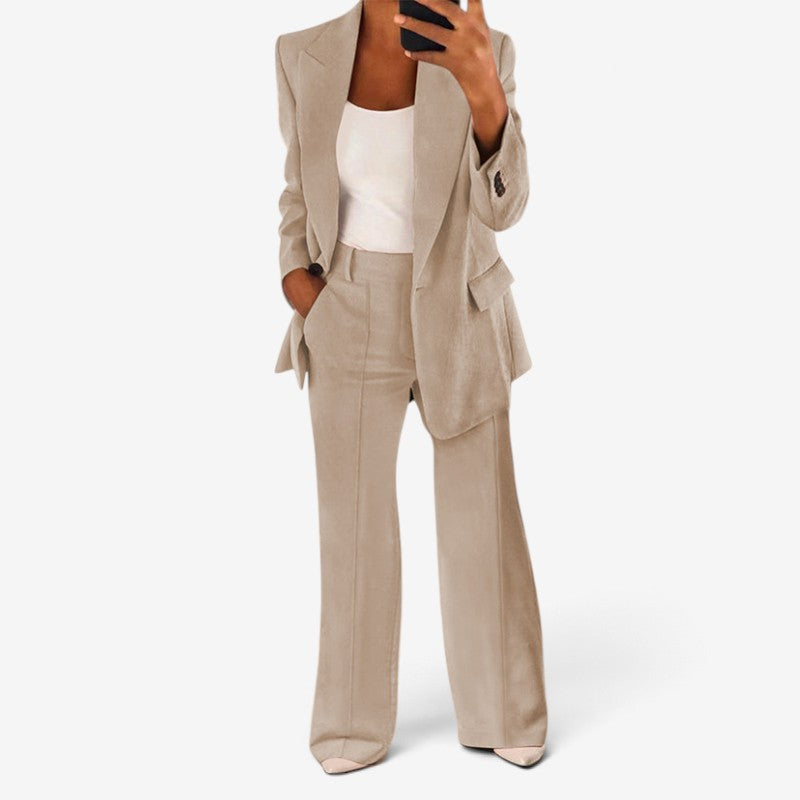 Suitvia - Women's 2-Piece Suit Set with Slim Fit and Matching Trousers