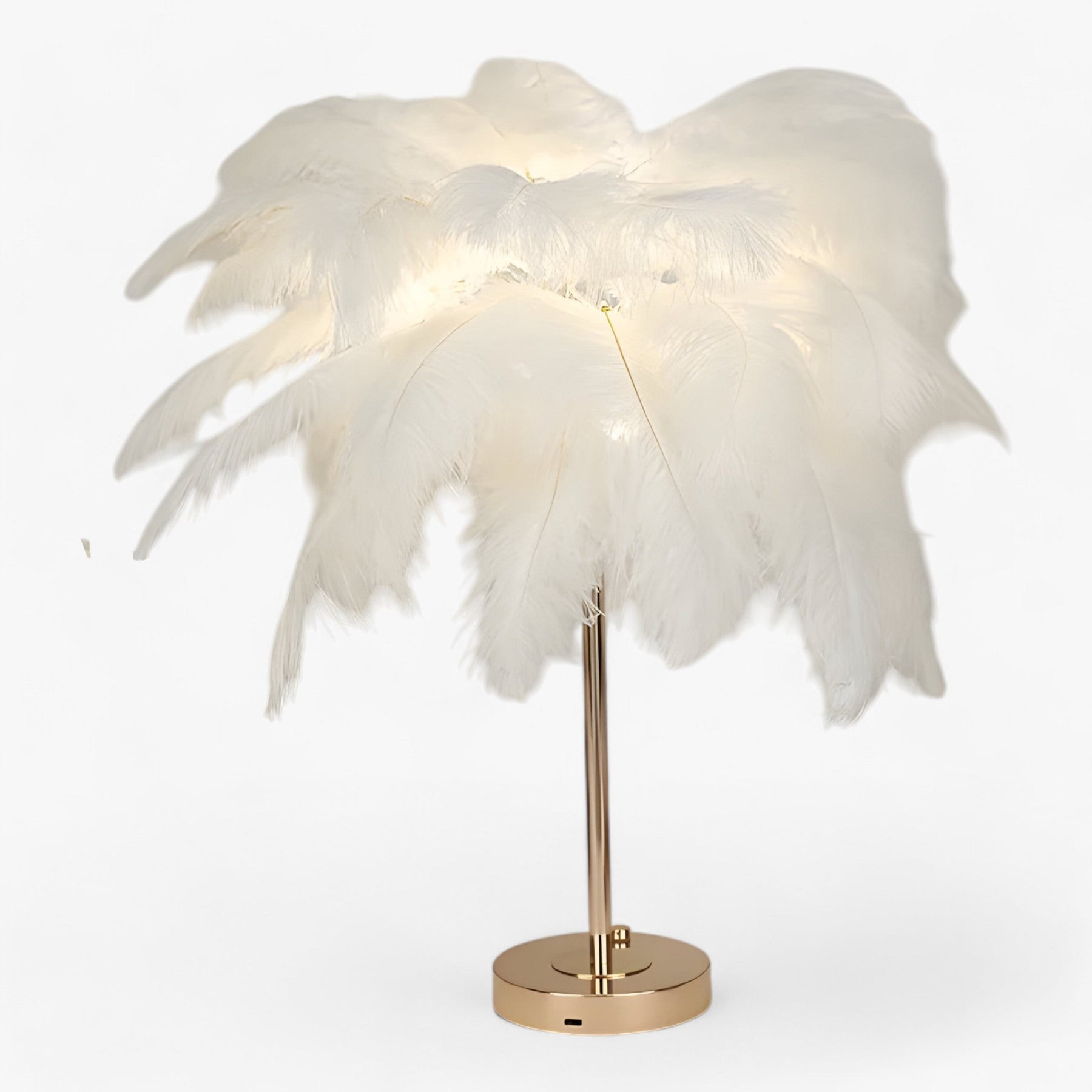 FeatherGlow - Lampada LED attivata al tocco con eleganti piume