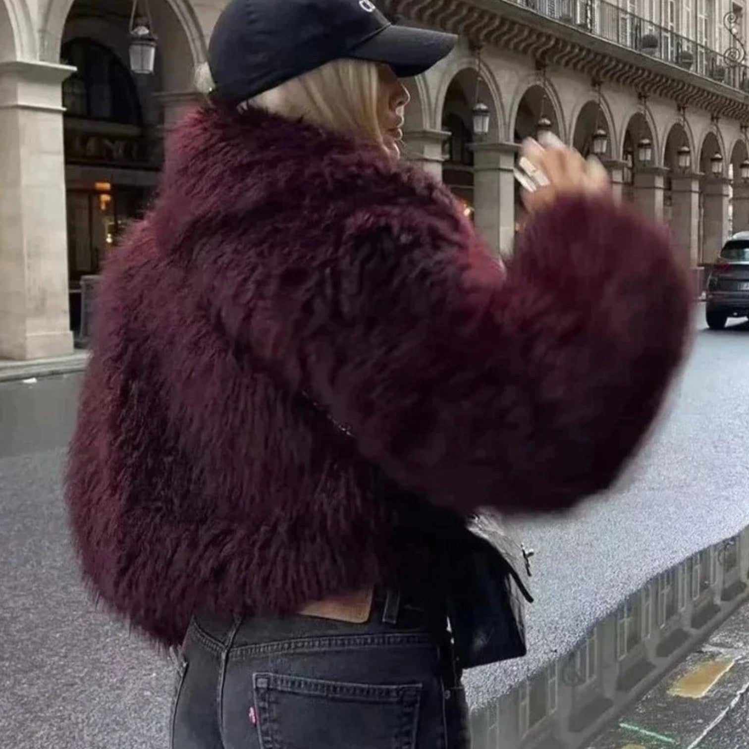 Melanie – Geacă de iarnă din blană artificială cu mâneci lungi și interior căptușit
