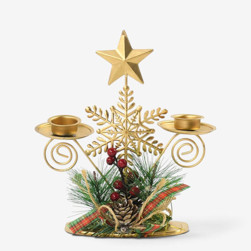 HolidayGlow - Iron Candle Holder With Festive Motifs
