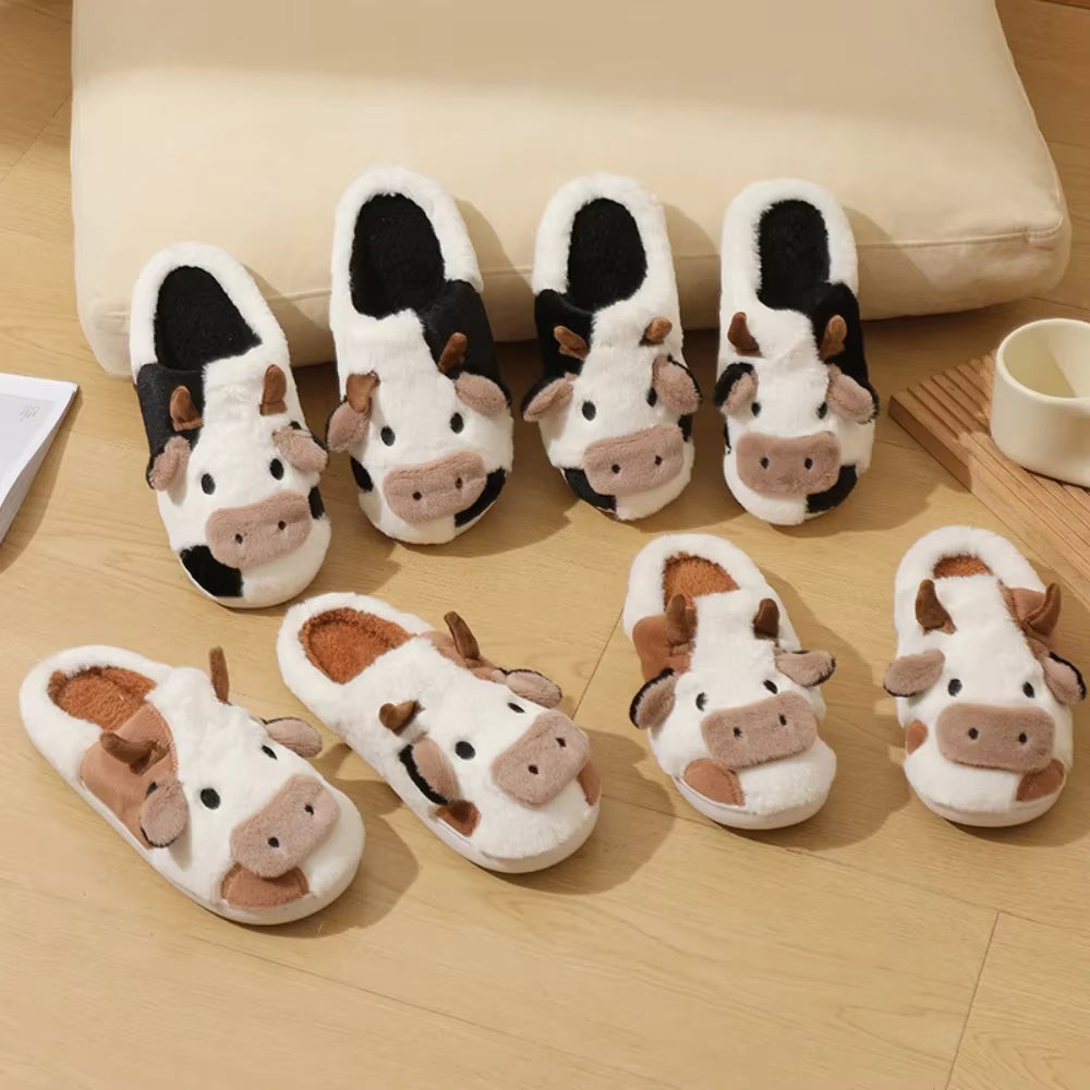 MooPuff - Plush Slippers with Cow Motif