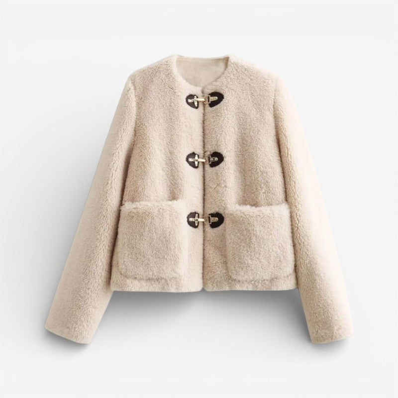 Daisy – Round Neck Fleece Coat with Long Sleeves