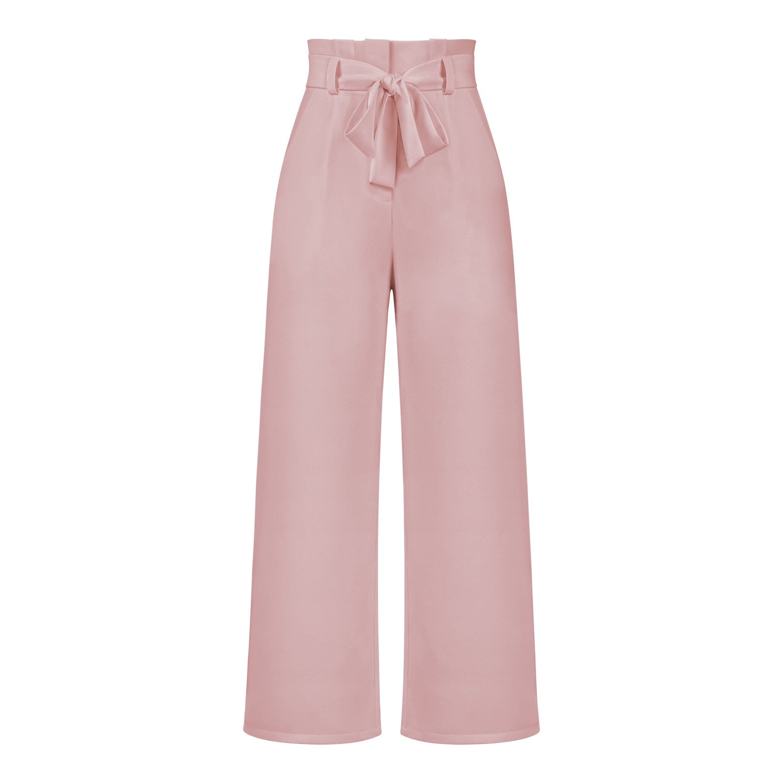 Isabella - Pantaloni classici ampi con vita alta e cintura a fiocco