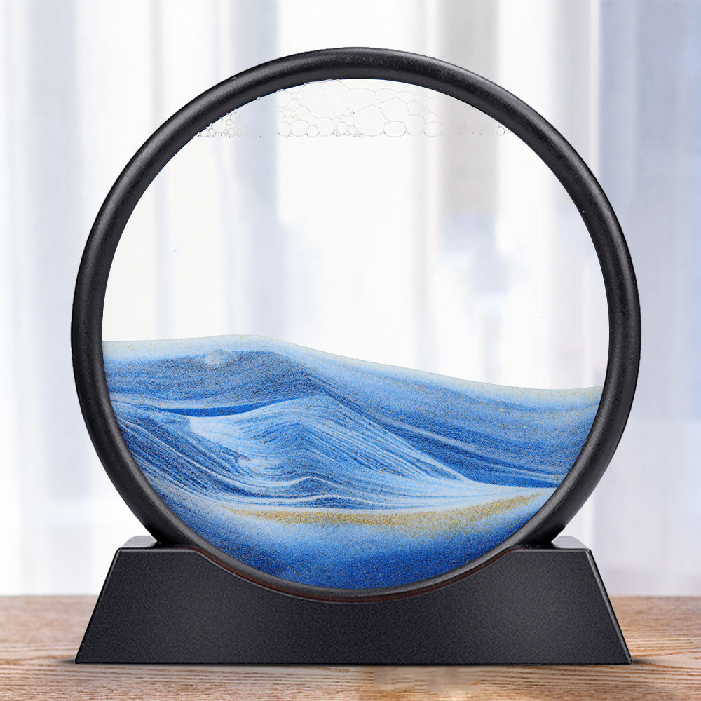 SandVortex - Quadro artistico di sabbia mobile 3D con cornice rotonda in vetro