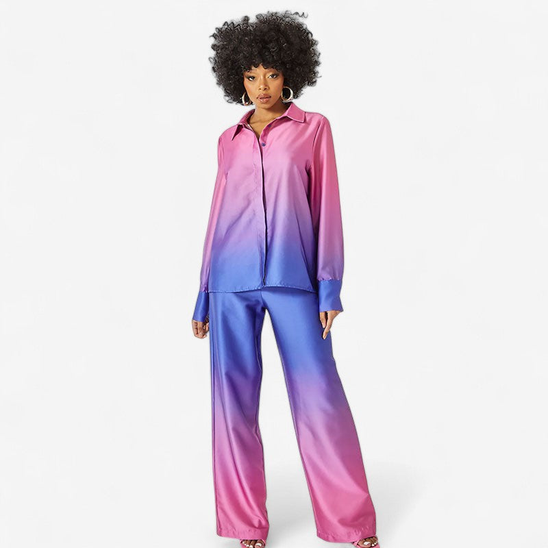 Sophia - Ensemble deux pièces avec blouse à manches longues et pantalon ample