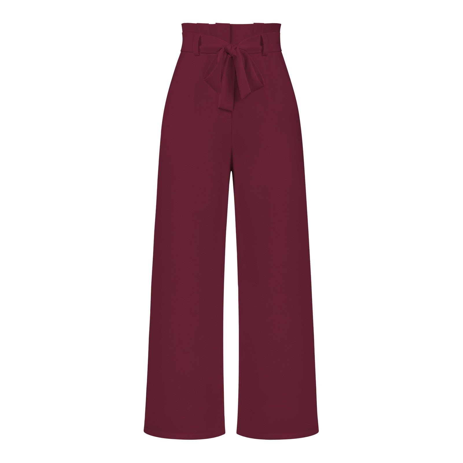 Isabella - Pantaloni classici ampi con vita alta e cintura a fiocco