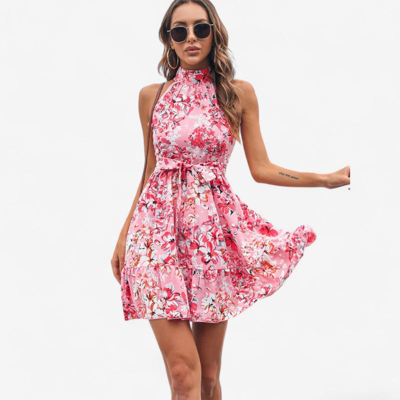 Taylor - Vestito senza maniche con collo halter e stampa floreale