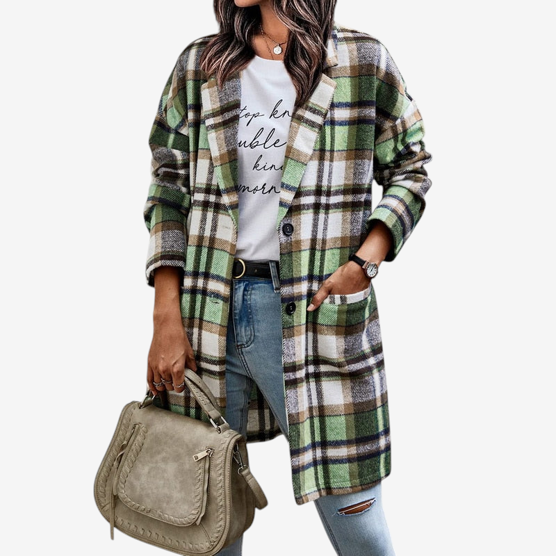 Veste à col plié pour femmes avec boutons