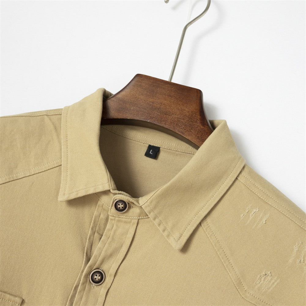 Frank - Chemise à manches longues avec détails usés et poches poitrine