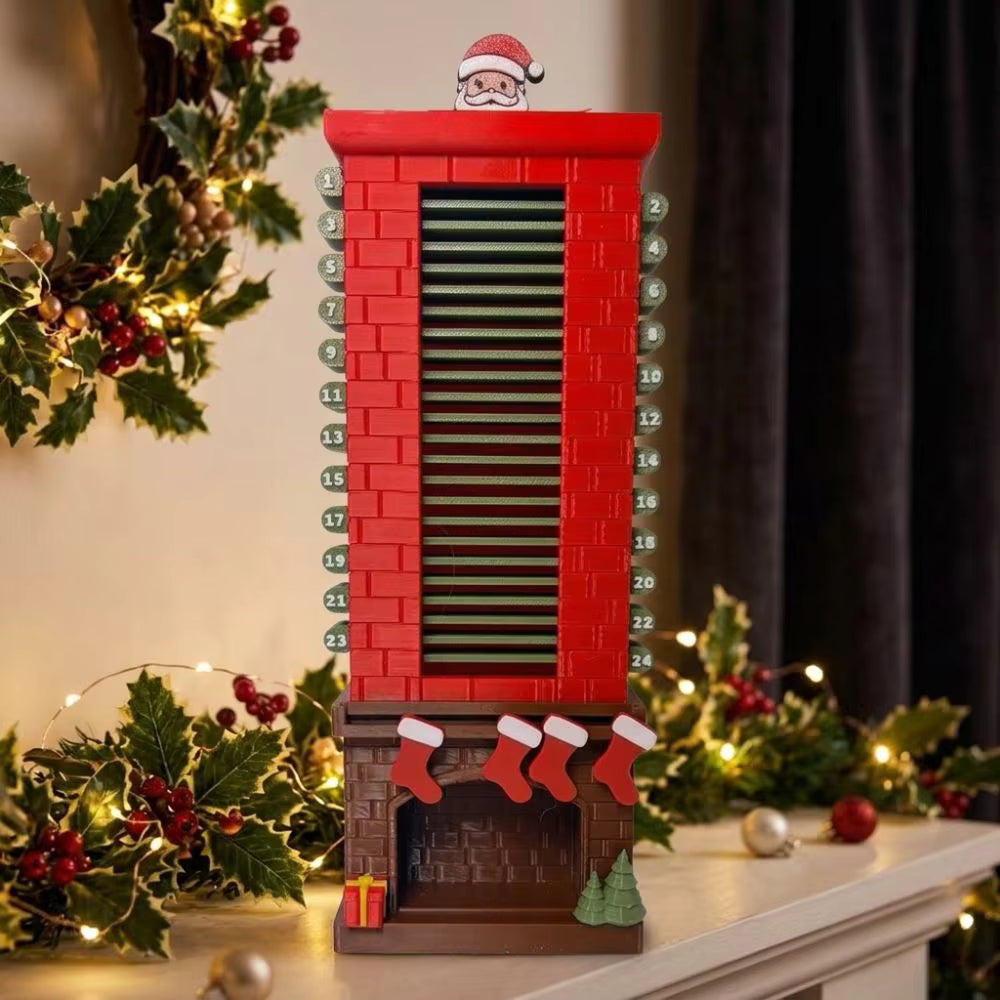 Calendar de Advent ChimneyCheer cu Moș Crăciun și 24 de șipci numerotate