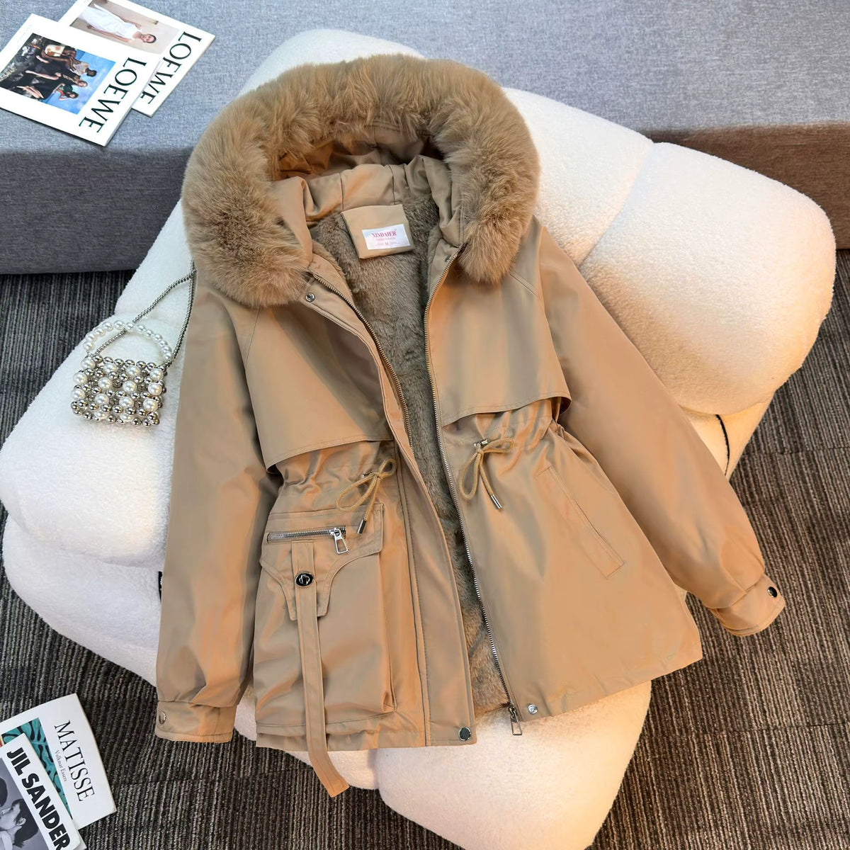 MidQuilt - Women's Quilted Parka With Faux Fur Hood