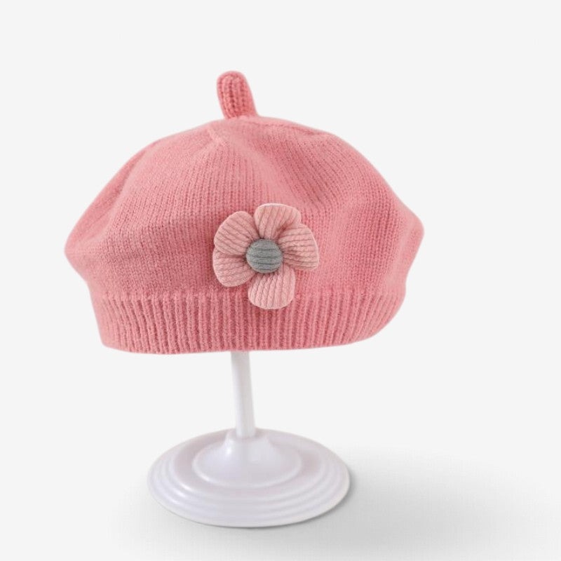 MiniFlora - Béret en tricot pour tout-petit avec motif floral