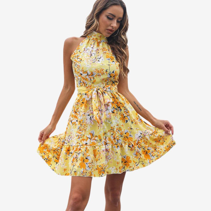 Taylor - Vestito senza maniche con collo halter e stampa floreale