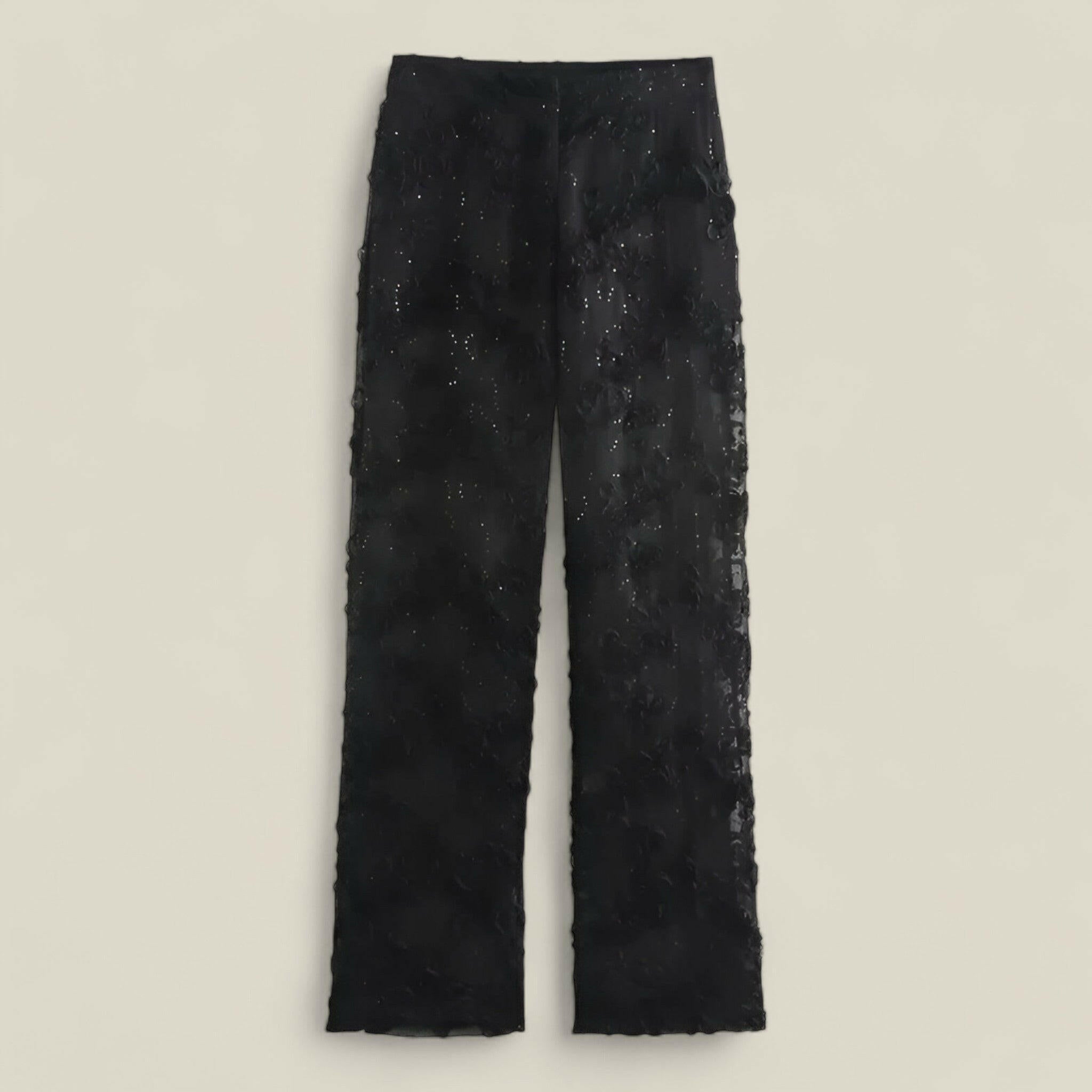 Isabelle - Veste élégante à manches longues avec détails en perles et pantalon taille haute