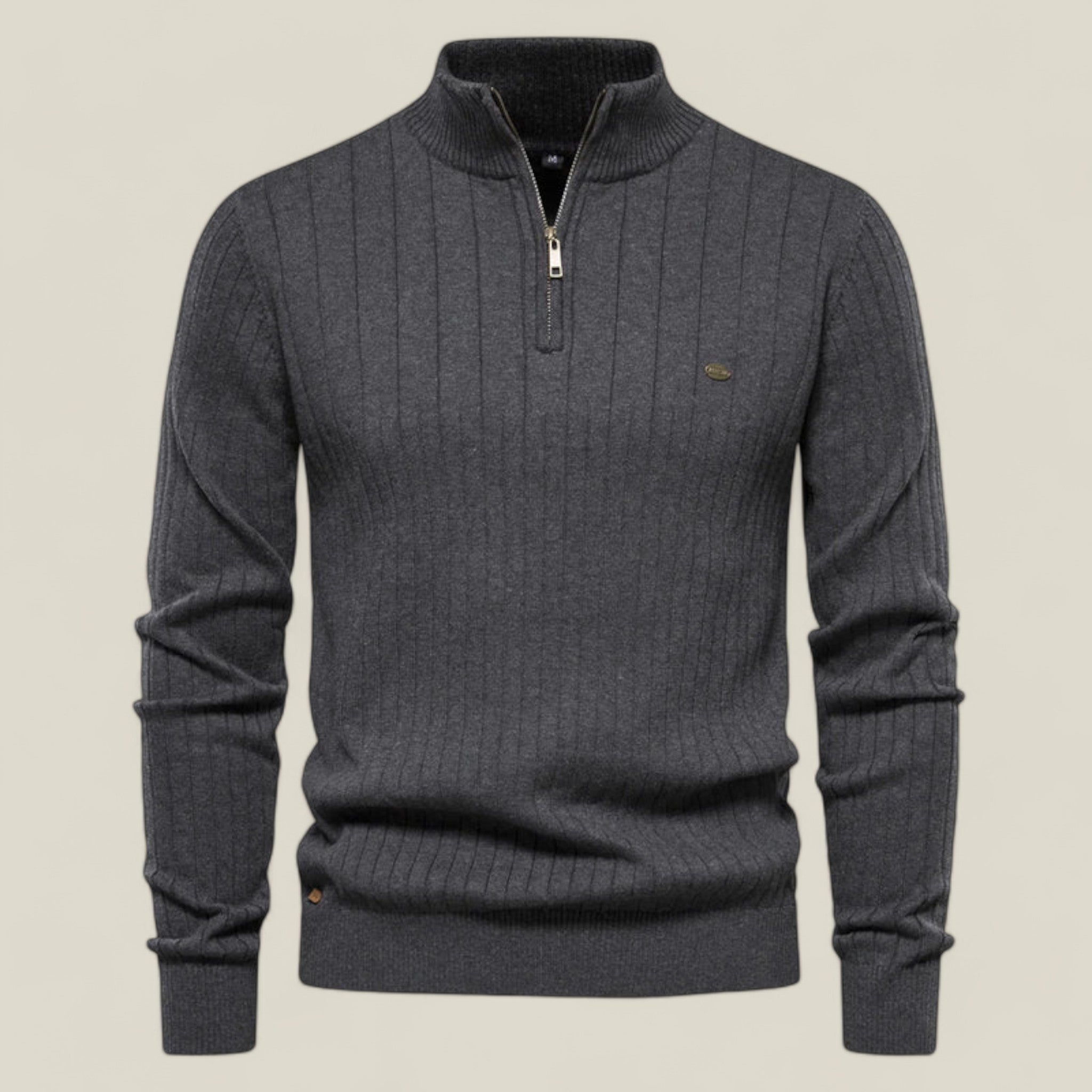 Ethan - Classic sweater with high collar and practical zipper closure