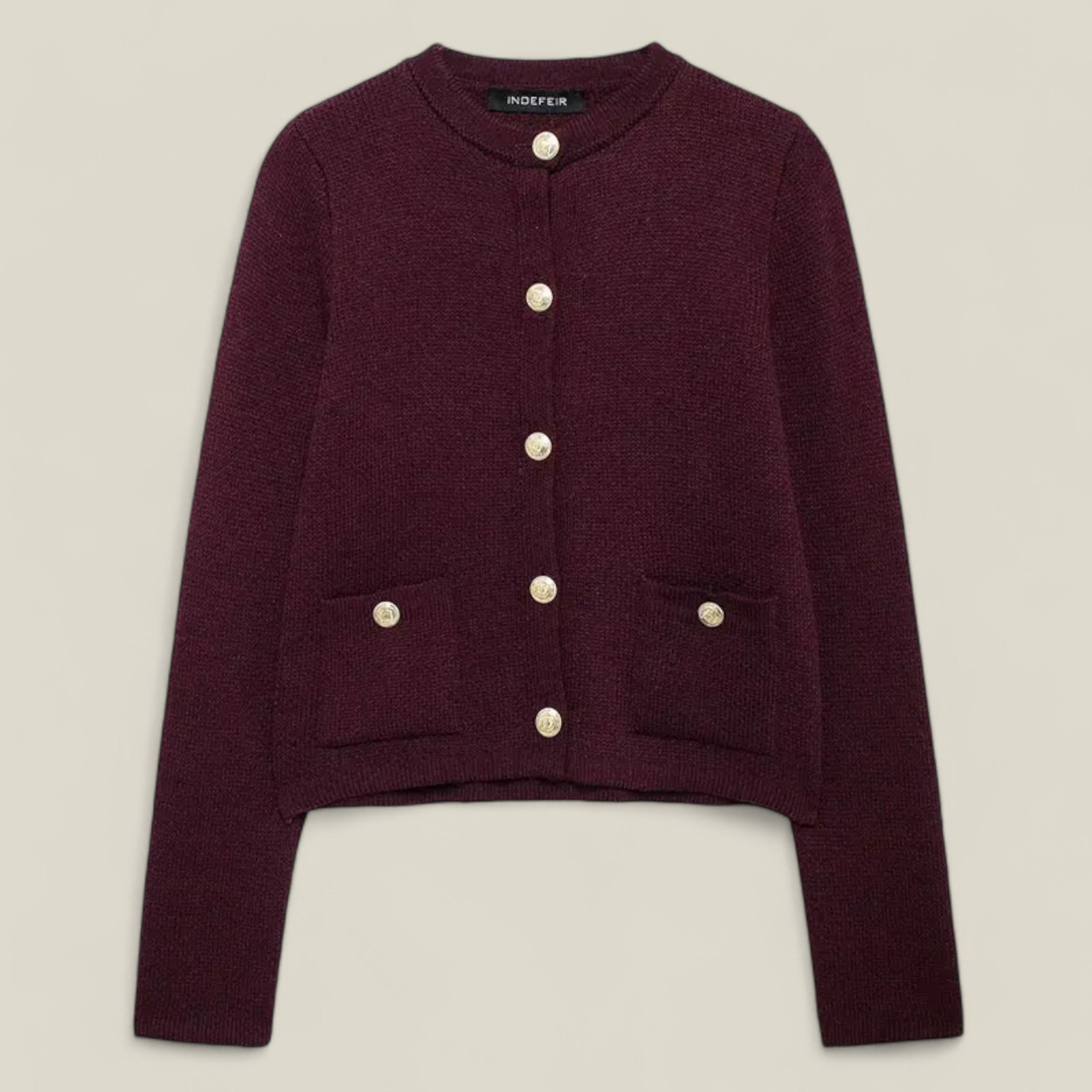 Emma - Cardigan vintage con scollo rotondo e design snello con bottoni