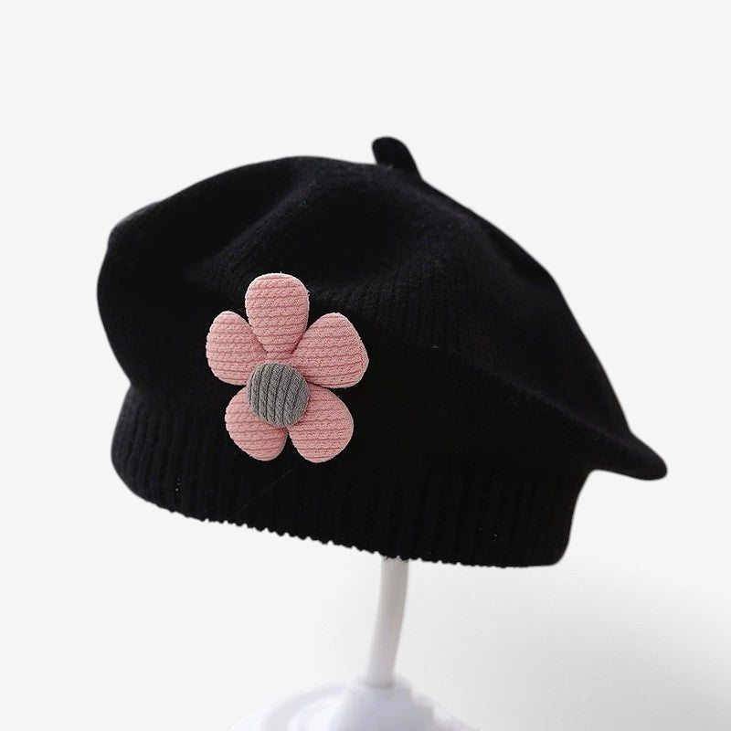 MiniFlora - Béret en tricot pour tout-petit avec motif floral