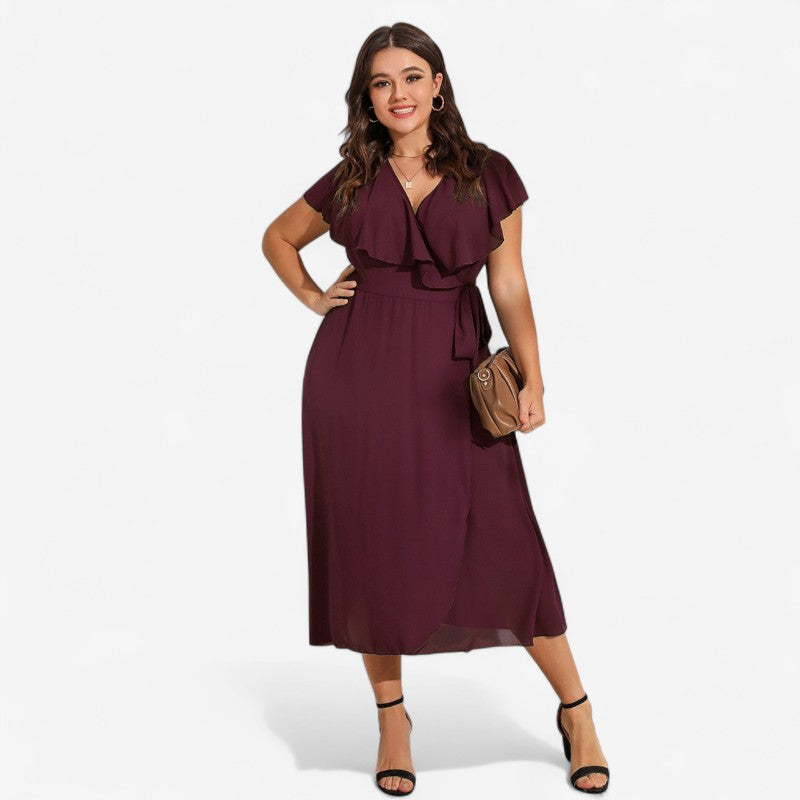 Zoe - Vestito avvolgente con maniche corte e scollo a V