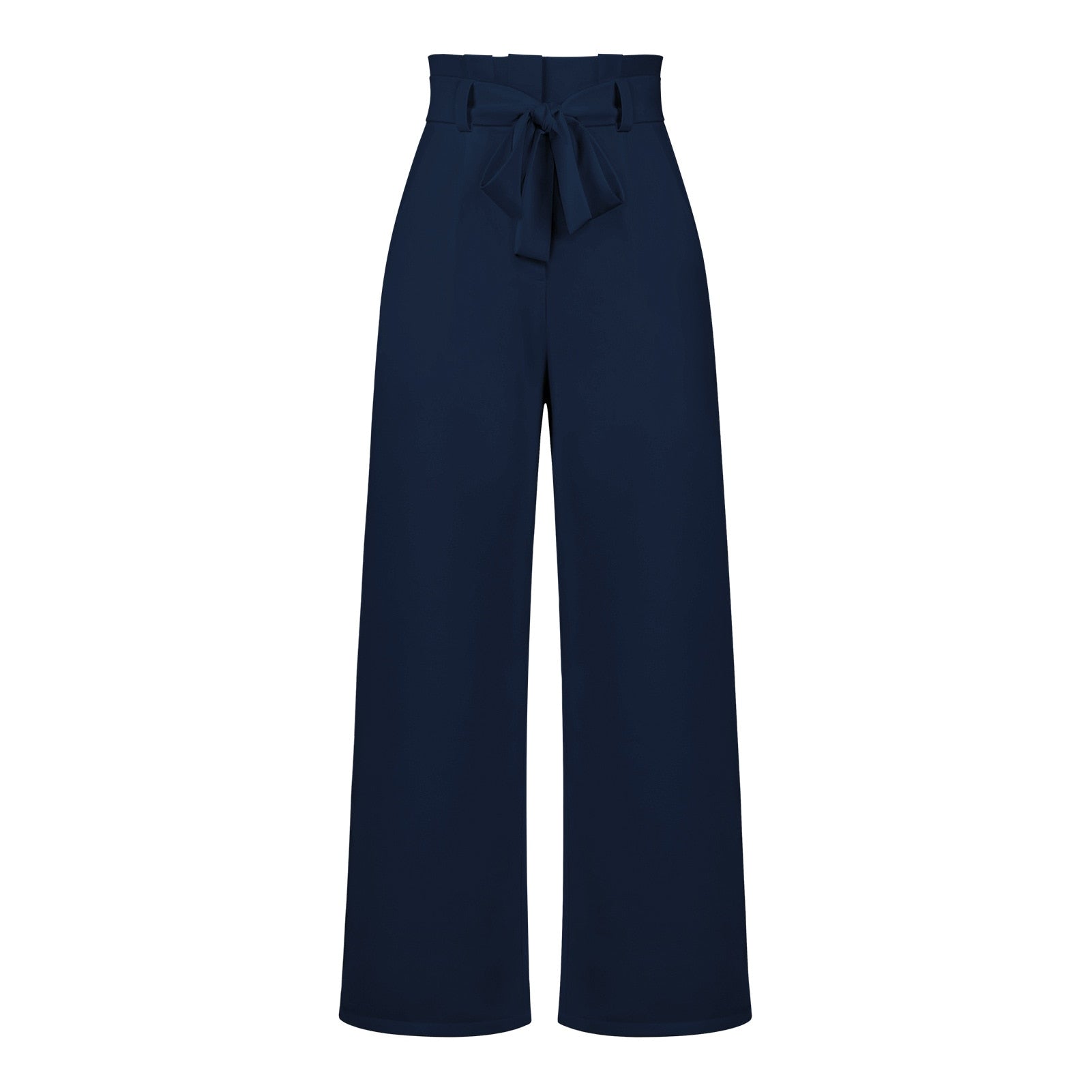 Isabella - Pantaloni classici ampi con vita alta e cintura a fiocco