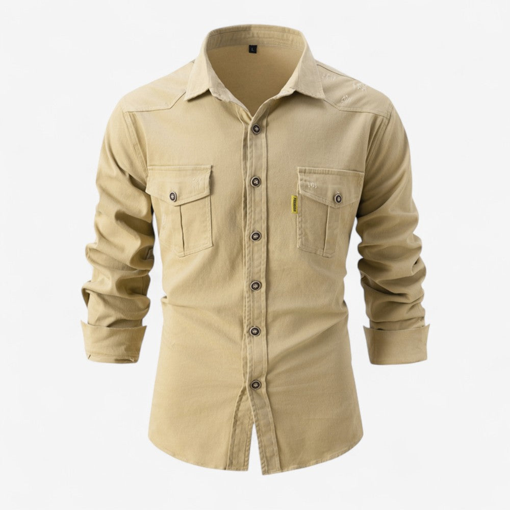 Frank - Chemise à manches longues avec détails usés et poches poitrine