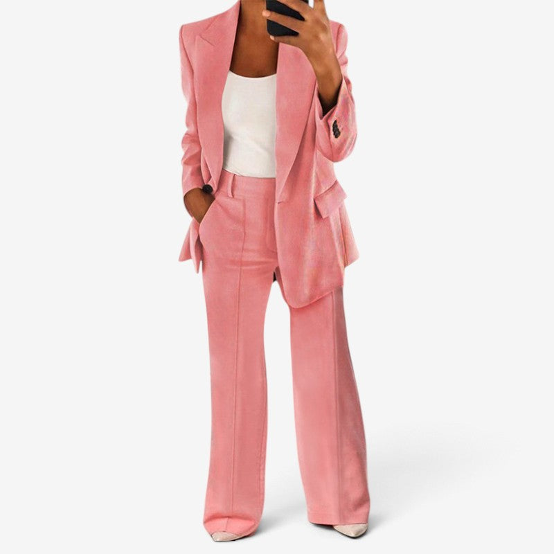 Suitvia - Women's 2-Piece Suit Set with Slim Fit and Matching Trousers