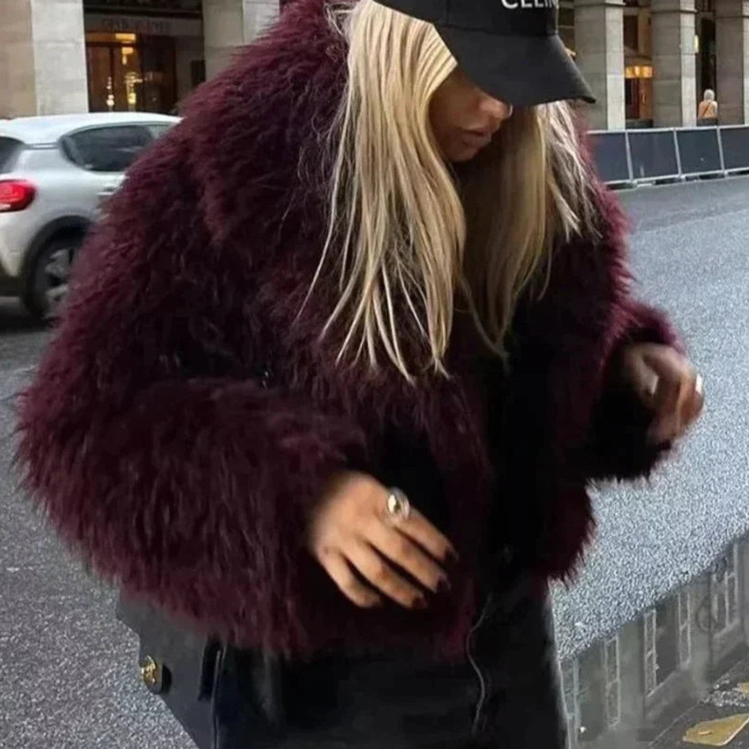 Melanie – Geacă de iarnă din blană artificială cu mâneci lungi și interior căptușit