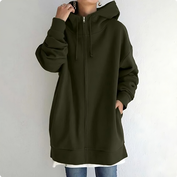 Arwen - Sweat à capuche décontracté avec fermeture éclair et cordon de serrage
